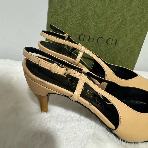 Gucci Women's Beige Slingback Heels - Picture 3 of 9